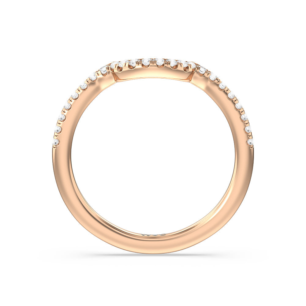 Marquise Accent Knife Edge Solitaire Diamond Wedding Band with 18KT Rose Gold Cut Diamond in 14KT Rose Gold view 2
