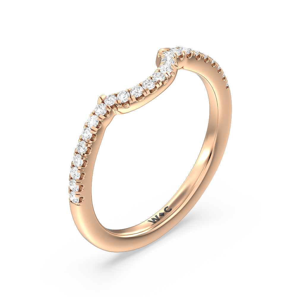 Marquise Accent Knife Edge Solitaire Diamond Wedding Band with 18KT Rose Gold Cut Diamond in 14KT Rose Gold view 4
