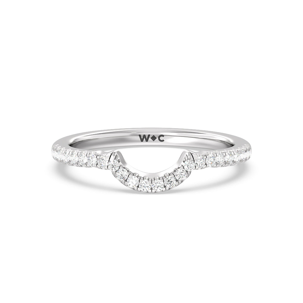 Marquise Accent Knife Edge Solitaire Diamond Wedding Band with Platinum Cut Diamond in 14KT Platinum view 1
