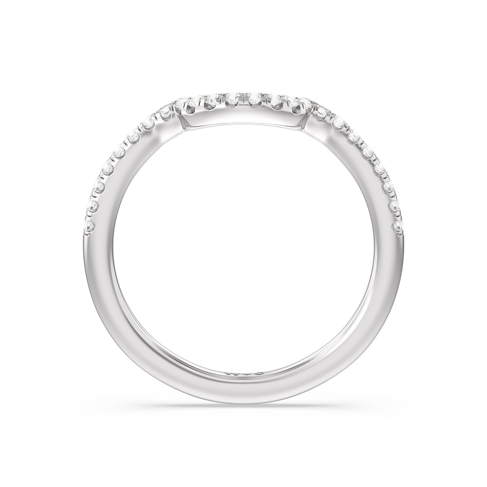 Marquise Accent Knife Edge Solitaire Diamond Wedding Band with Platinum Cut Diamond in 14KT Platinum view 2
