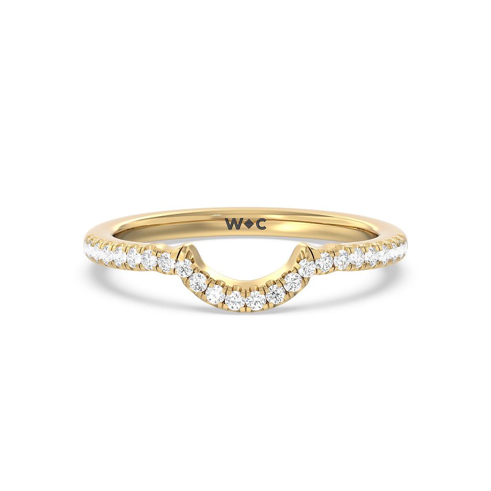 Marquise Accent Knife Edge Solitaire Diamond Wedding Band with 18KT Yellow Gold Cut Diamond in 14KT Yellow Gold view 1
