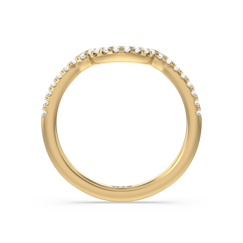 Marquise Accent Knife Edge Solitaire Diamond Wedding Band with 18KT Yellow Gold Cut Diamond in 14KT Yellow Gold view 2
