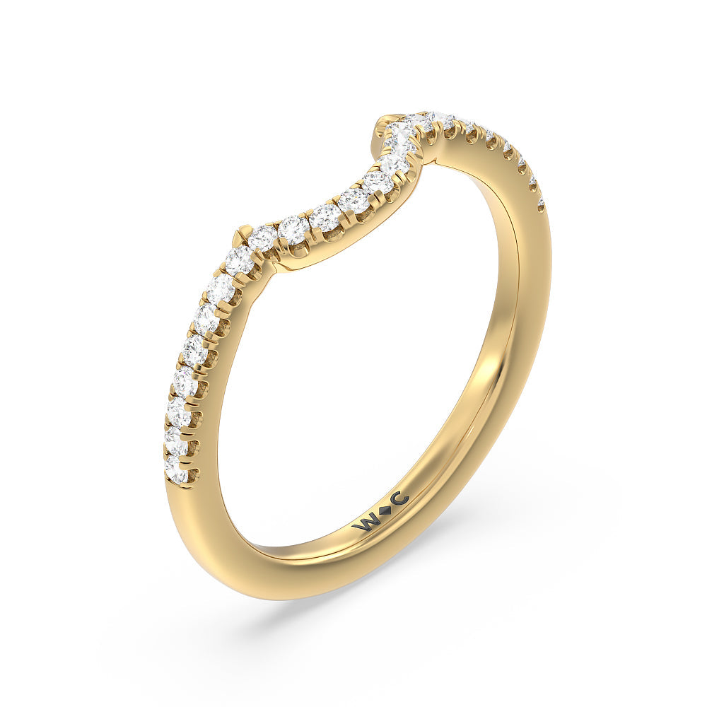 Marquise Accent Knife Edge Solitaire Diamond Wedding Band with 18KT Yellow Gold Cut Diamond in 14KT Yellow Gold view 4
