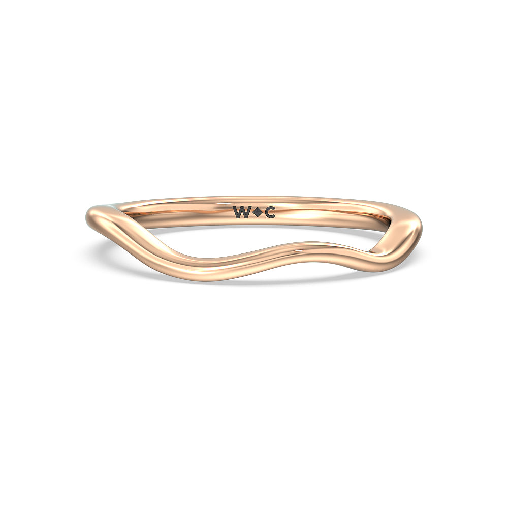 Slender Vine Six Prong Solitaire Wedding Band with 18KT Rose Gold Cut Diamond in 14KT Rose Gold view 1
