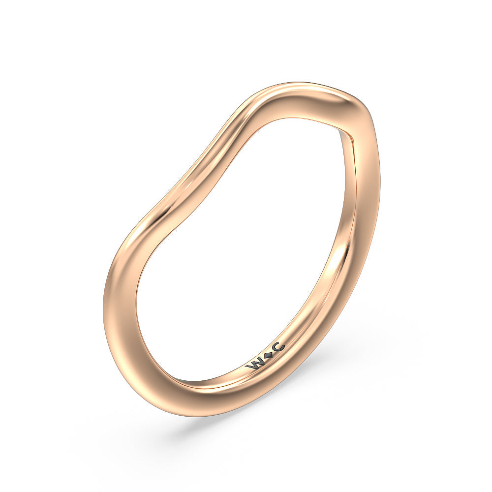 Slender Vine Six Prong Solitaire Wedding Band with 18KT Rose Gold Cut Diamond in 14KT Rose Gold view 4
