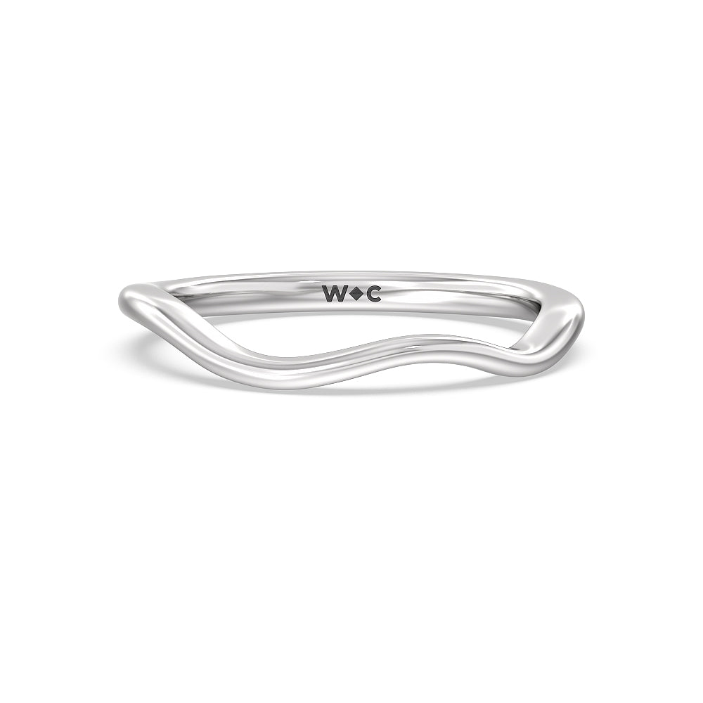 Slender Vine Six Prong Solitaire Wedding Band with Platinum Cut Diamond in 14KT Platinum view 1
