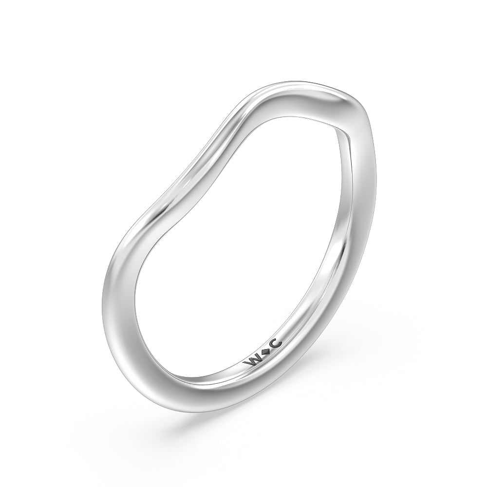 Slender Vine Six Prong Solitaire Wedding Band with Platinum Cut Diamond in 14KT Platinum view 4
