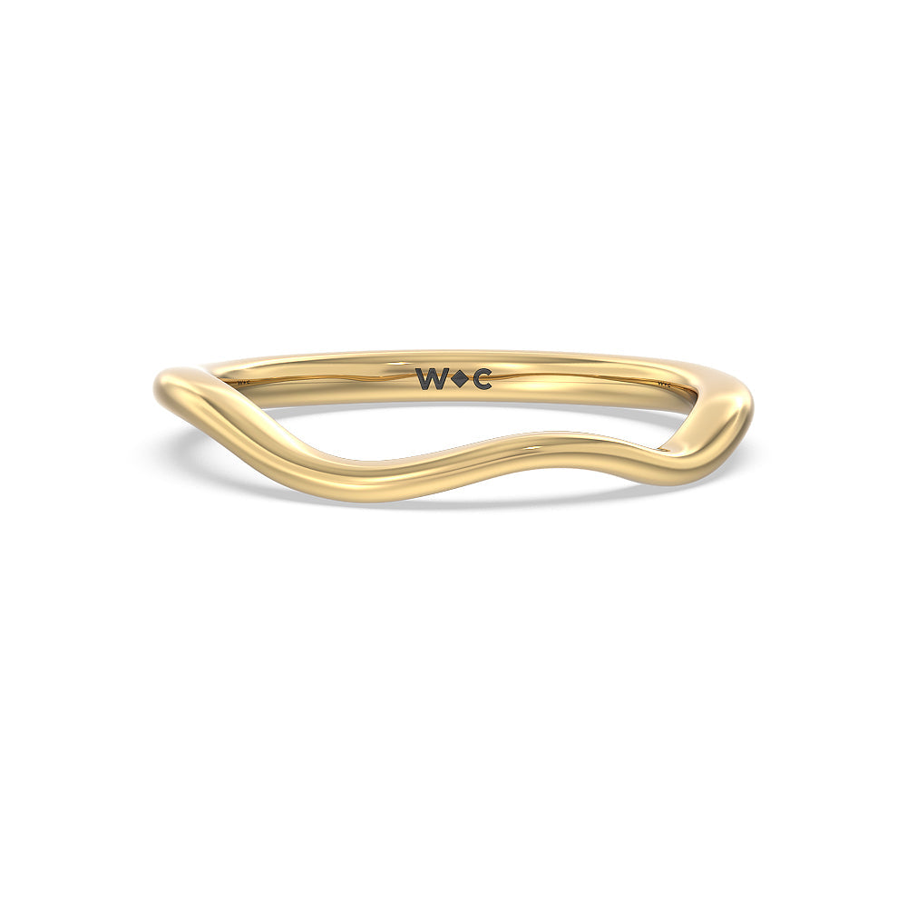 Slender Vine Six Prong Solitaire Wedding Band with 18KT Yellow Gold Cut Diamond in 14KT Yellow Gold view 1
