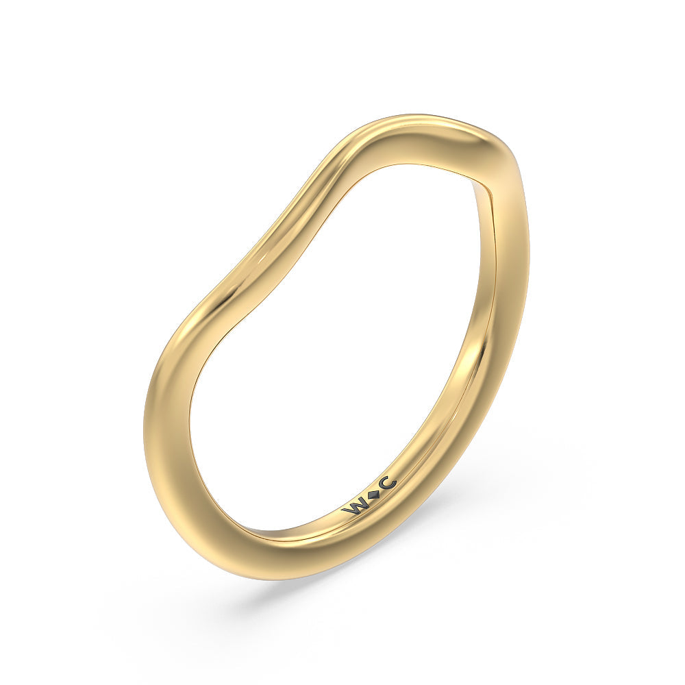 Slender Vine Six Prong Solitaire Wedding Band with 18KT Yellow Gold Cut Diamond in 14KT Yellow Gold view 4
