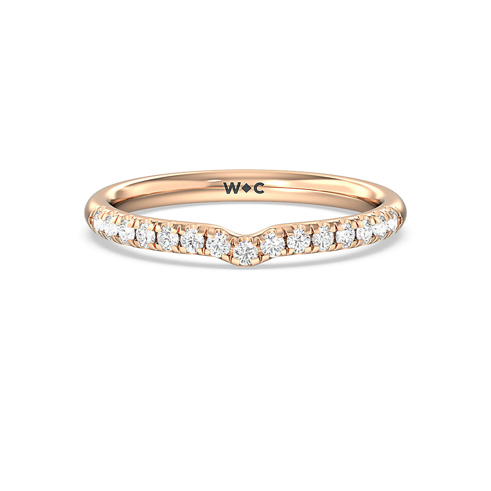 Petite Ten Prong Solitaire Diamond Wedding Band with 18KT Rose Gold Cut Diamond in 14KT Rose Gold view 1
