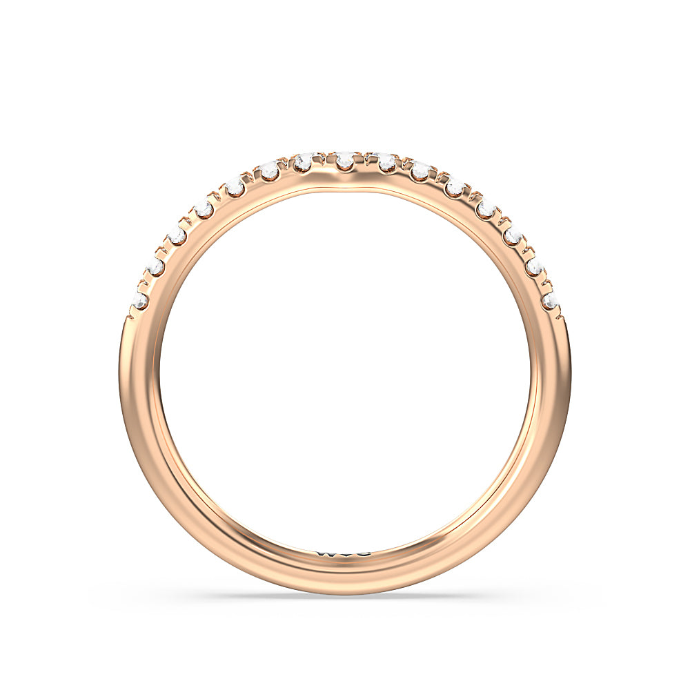 Petite Ten Prong Solitaire Diamond Wedding Band with 18KT Rose Gold Cut Diamond in 14KT Rose Gold view 2
