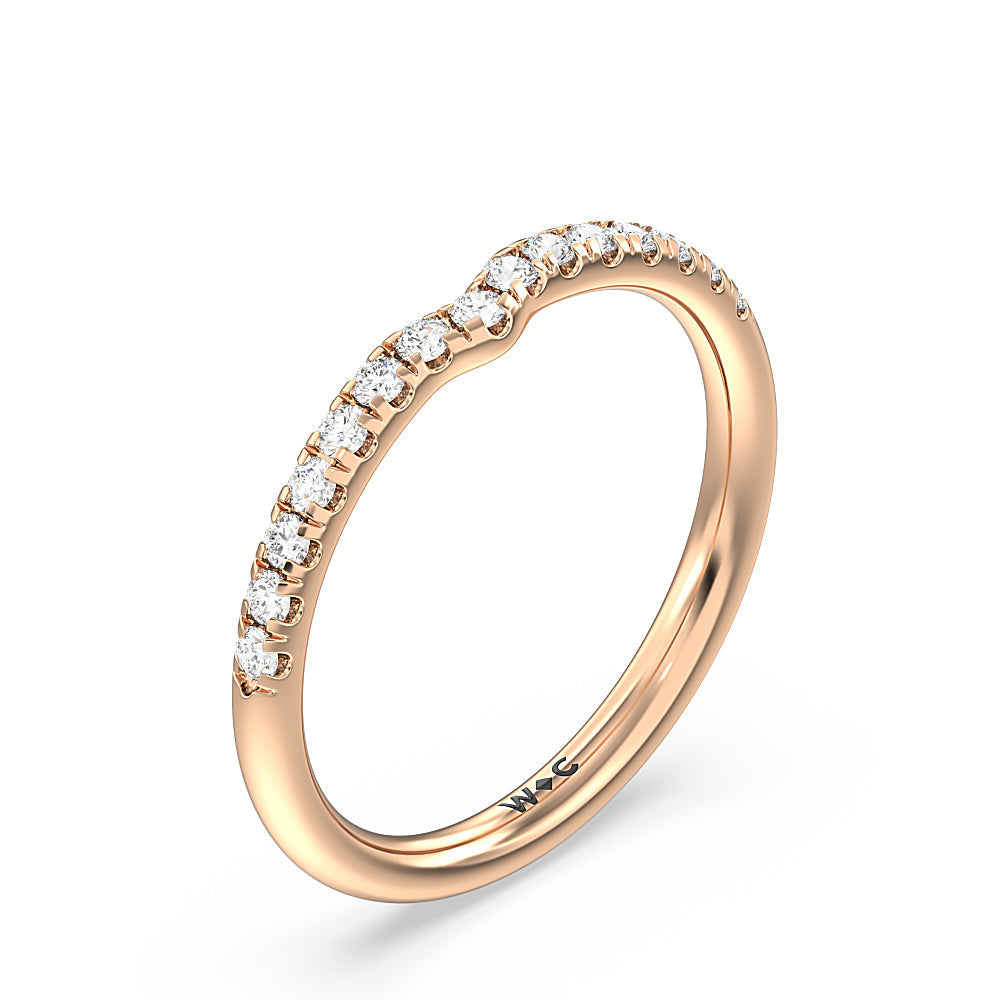 Petite Ten Prong Solitaire Diamond Wedding Band with 18KT Rose Gold Cut Diamond in 14KT Rose Gold view 4
