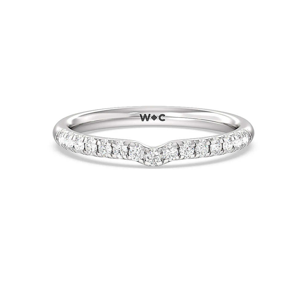 Petite Ten Prong Solitaire Diamond Wedding Band with Platinum Cut Diamond in 14KT Platinum view 1
