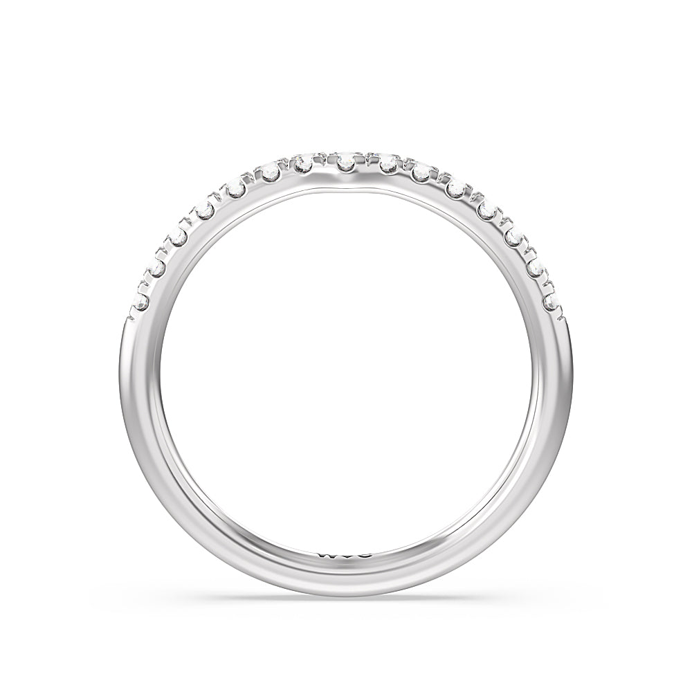 Petite Ten Prong Solitaire Diamond Wedding Band with Platinum Cut Diamond in 14KT Platinum view 2
