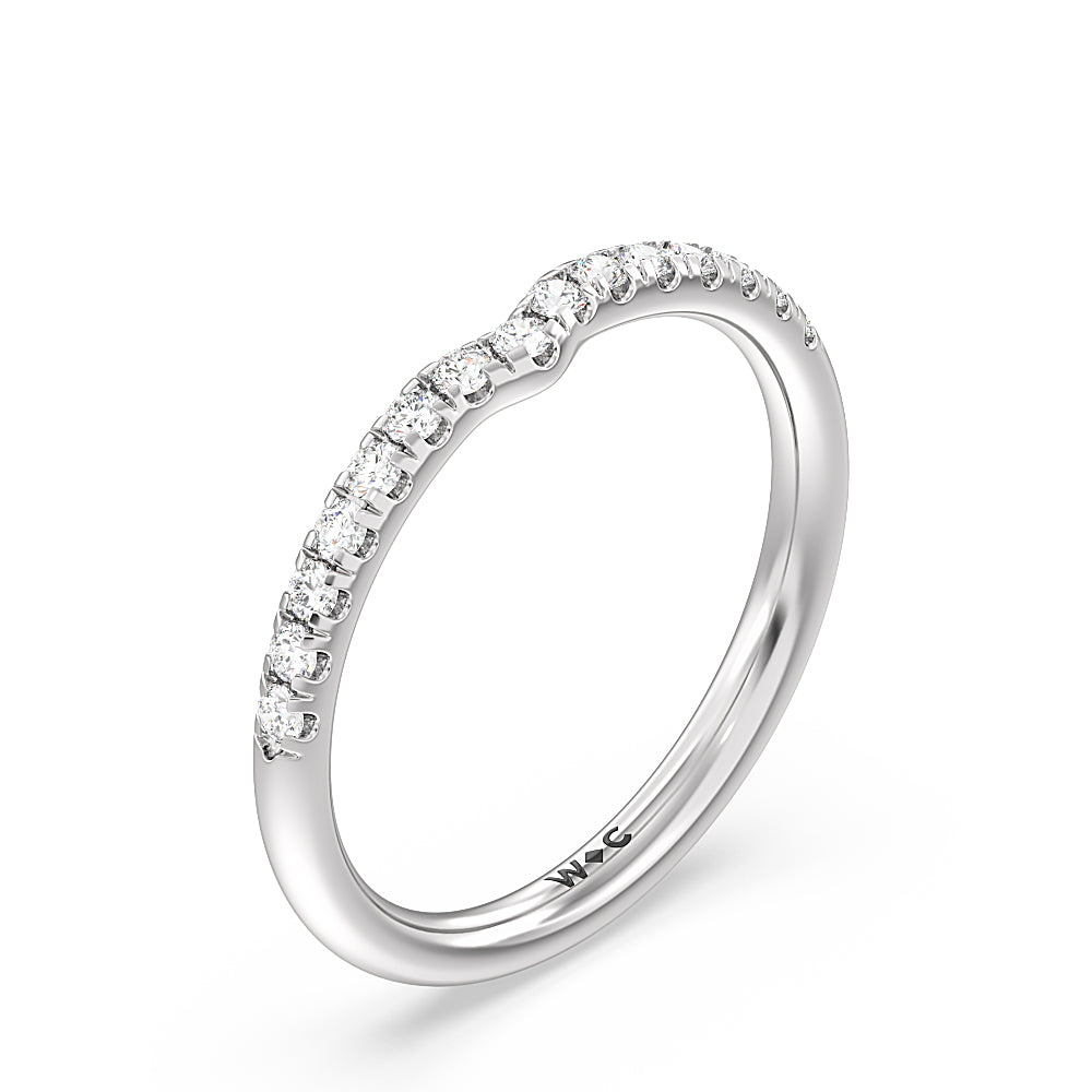 Petite Ten Prong Solitaire Diamond Wedding Band with Platinum Cut Diamond in 14KT Platinum view 4
