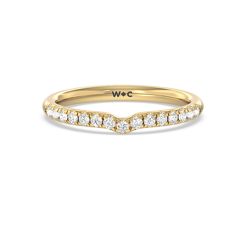 Petite Ten Prong Solitaire Diamond Wedding Band with 18KT Yellow Gold Cut Diamond in 14KT Yellow Gold view 1
