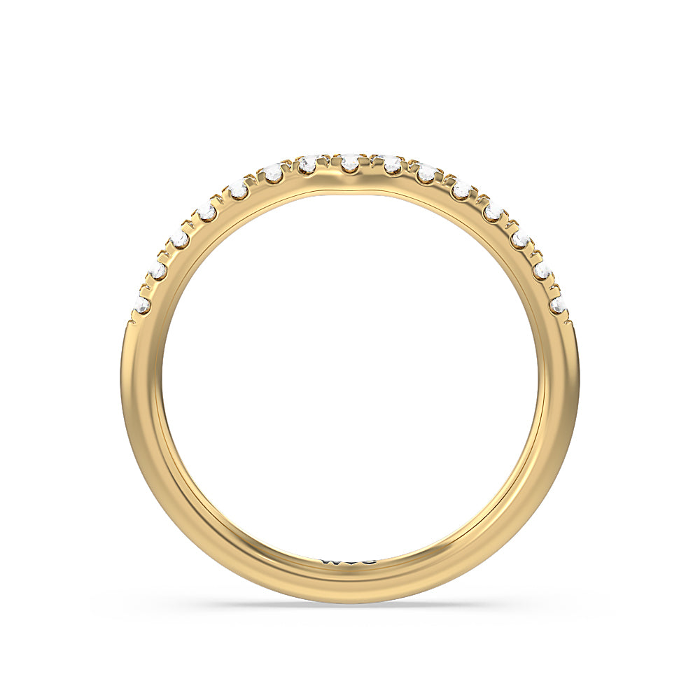 Petite Ten Prong Solitaire Diamond Wedding Band with 18KT Yellow Gold Cut Diamond in 14KT Yellow Gold view 2
