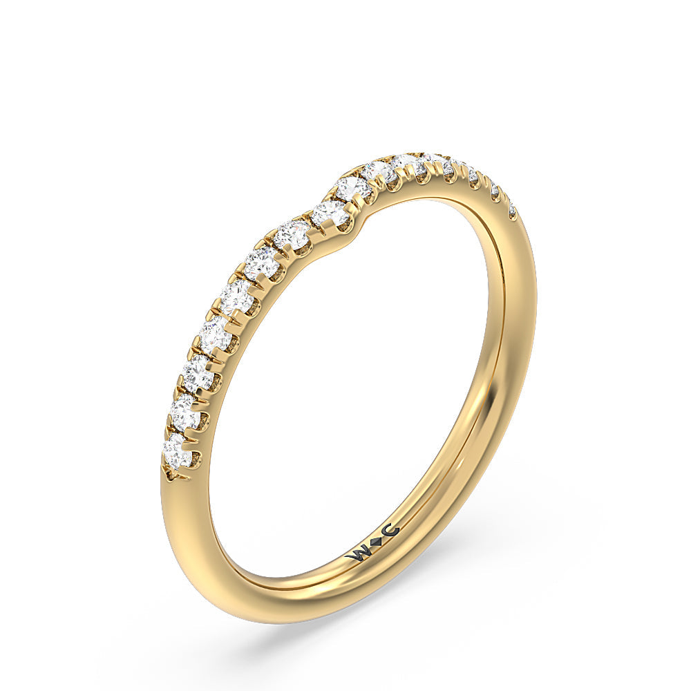 Petite Ten Prong Solitaire Diamond Wedding Band with 18KT Yellow Gold Cut Diamond in 14KT Yellow Gold view 4
