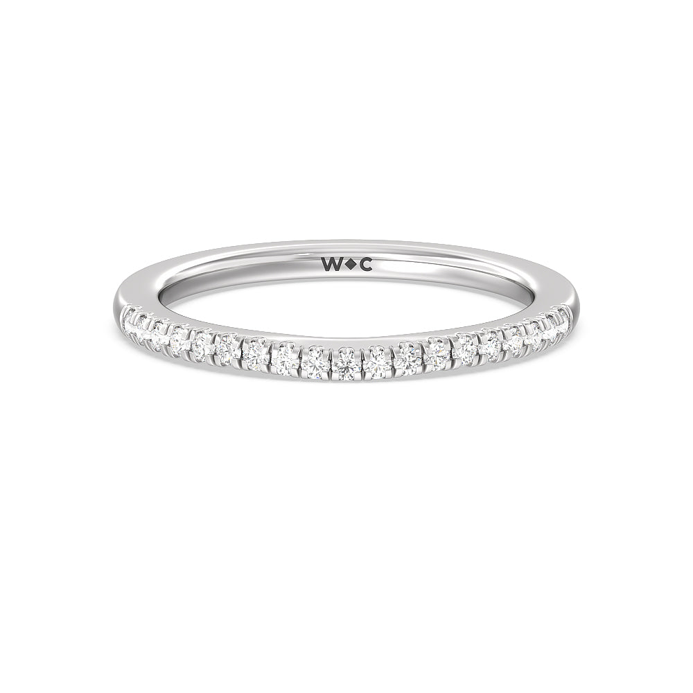 Pave Cathedral Shank East West Solitaire Diamond Wedding Band with Platinum Cut Diamond in 14KT Platinum view 1

