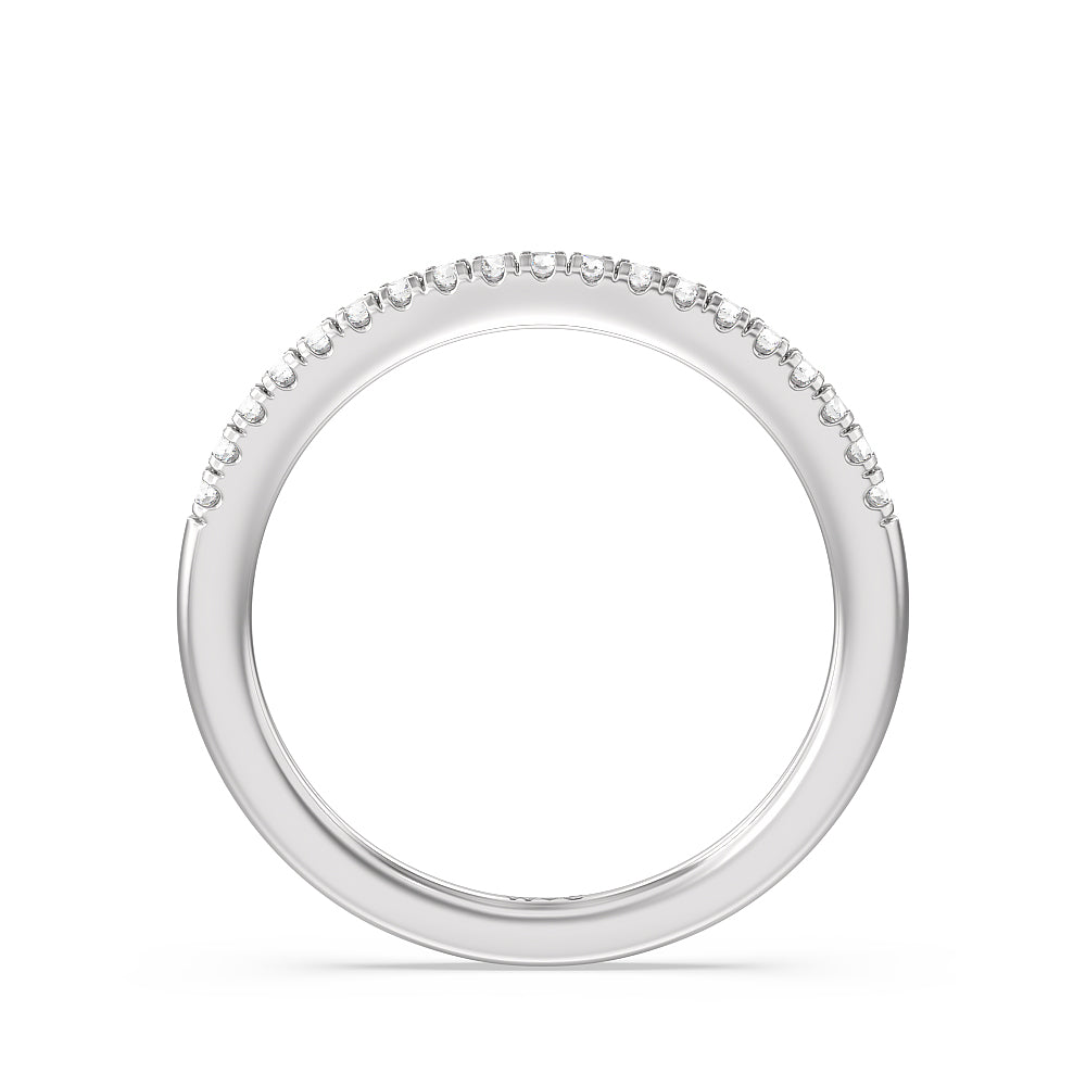 Pave Cathedral Shank East West Solitaire Diamond Wedding Band with Platinum Cut Diamond in 14KT Platinum view 2
