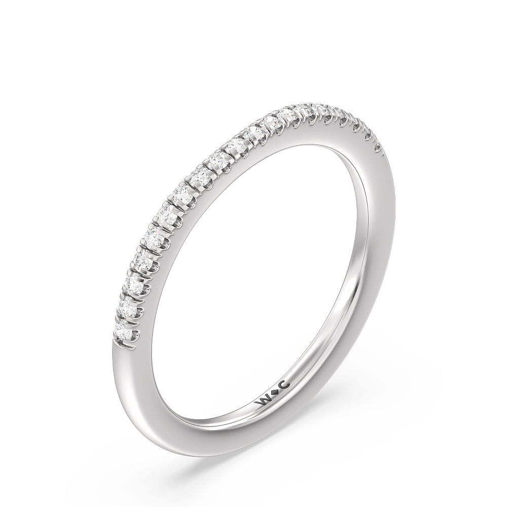 Pave Cathedral Shank East West Solitaire Diamond Wedding Band with Platinum Cut Diamond in 14KT Platinum view 4
