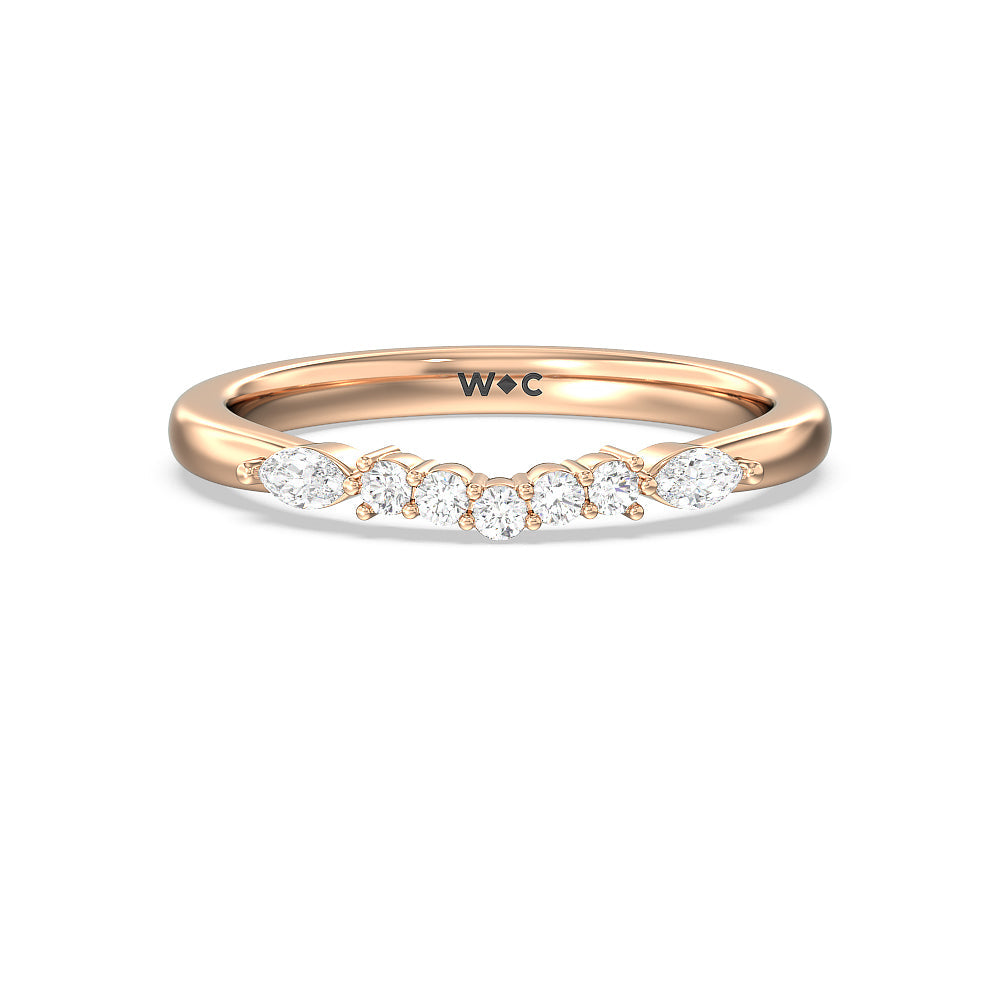 Trio Cluster Diamond Wedding Band with 18KT Rose Gold Cut Diamond in 14KT Rose Gold view 1
