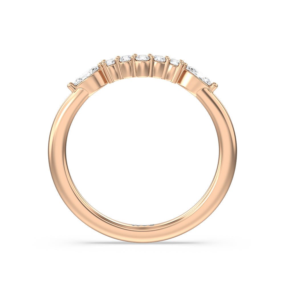 Trio Cluster Diamond Wedding Band with 18KT Rose Gold Cut Diamond in 14KT Rose Gold view 2
