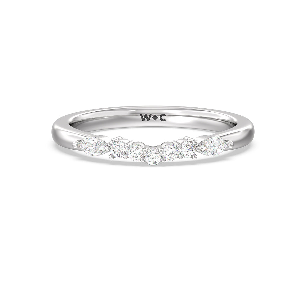 Trio Cluster Diamond Wedding Band with Platinum Cut Diamond in 14KT Platinum view 1
