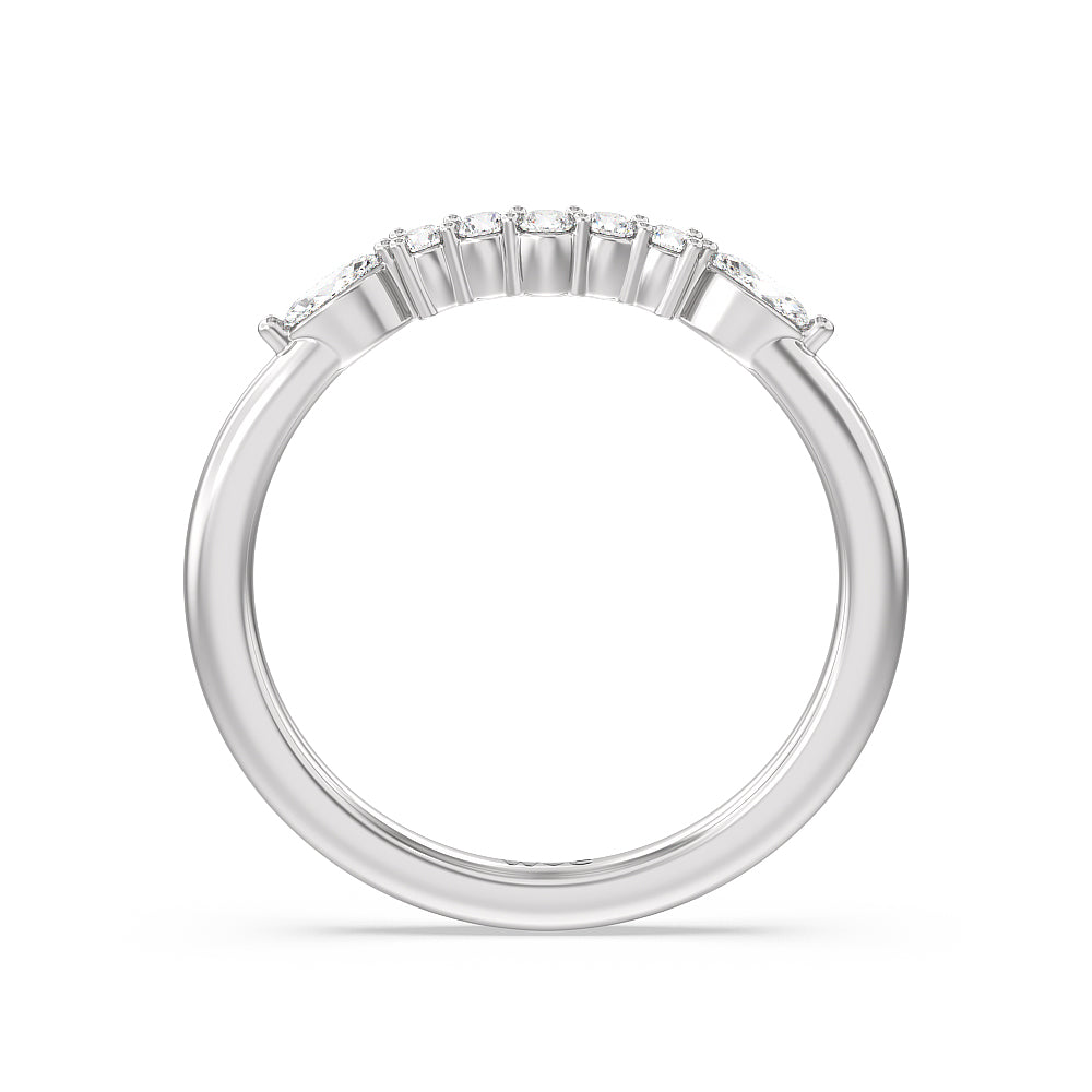 Trio Cluster Diamond Wedding Band with Platinum Cut Diamond in 14KT Platinum view 2
