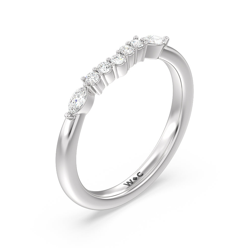 Trio Cluster Diamond Wedding Band with Platinum Cut Diamond in 14KT Platinum view 4

