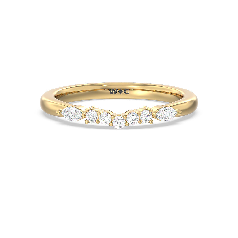Trio Cluster Diamond Wedding Band with 18KT Yellow Gold Cut Diamond in 14KT Yellow Gold view 1
