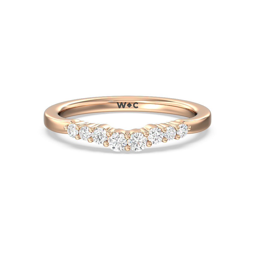 Tapered Classic Diamond Wedding Band with 18KT Rose Gold Cut Diamond in 14KT Rose Gold view 1

