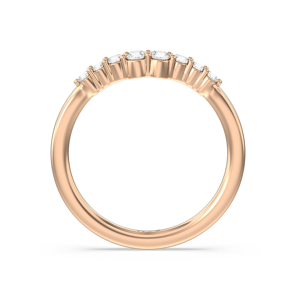 Tapered Classic Diamond Wedding Band with 18KT Rose Gold Cut Diamond in 14KT Rose Gold view 2
