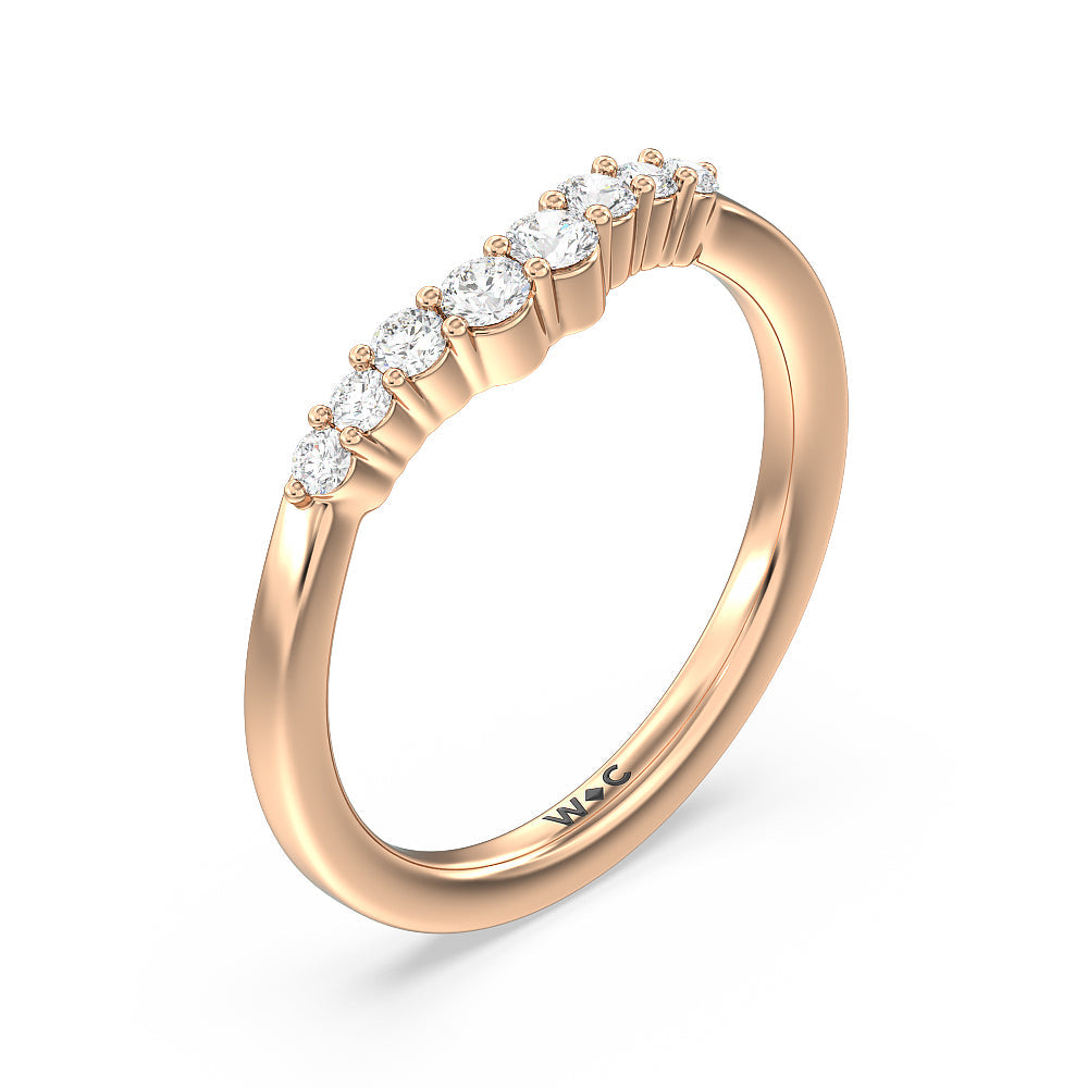 Tapered Classic Diamond Wedding Band with 18KT Rose Gold Cut Diamond in 14KT Rose Gold view 4
