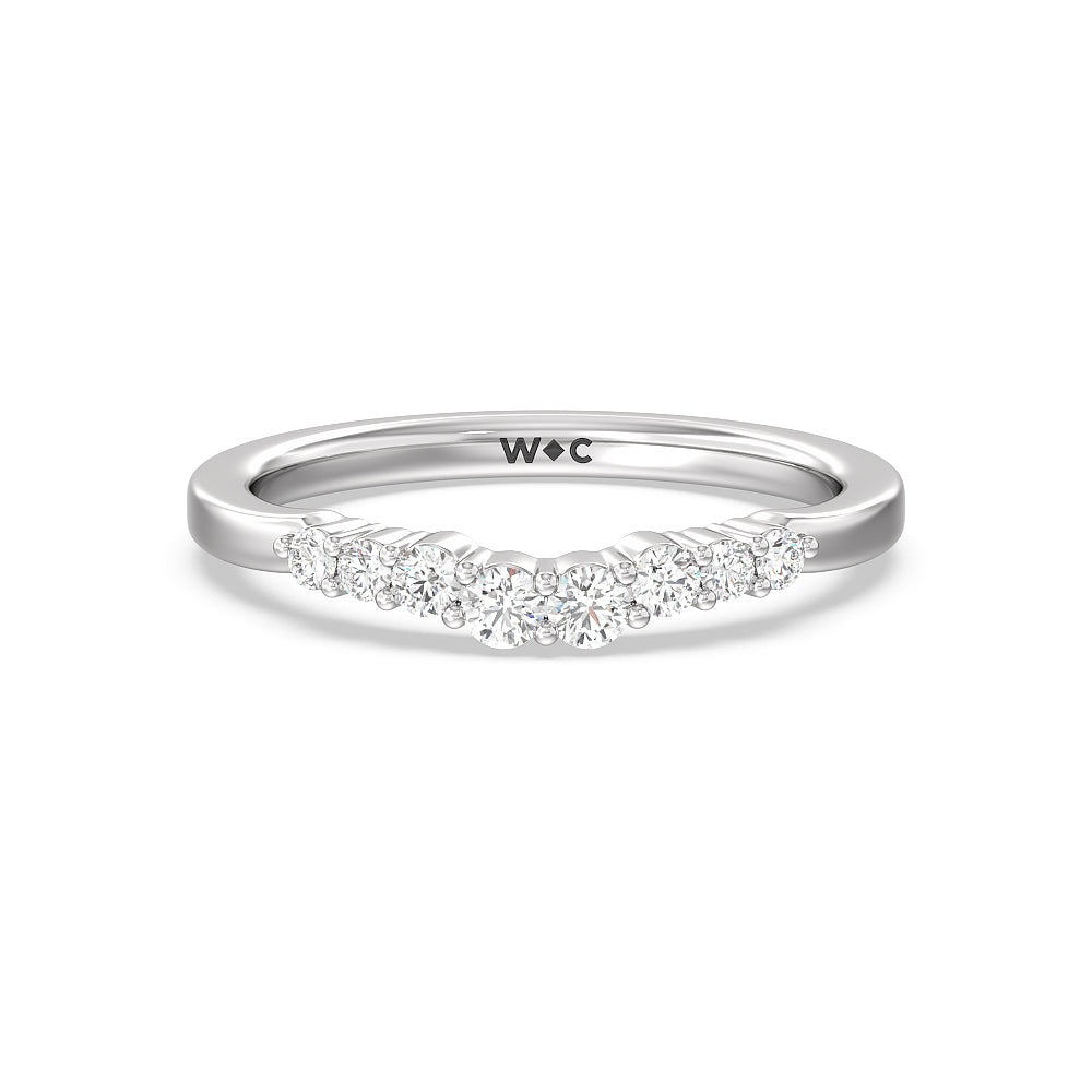 Tapered Classic Diamond Wedding Band with Platinum Cut Diamond in 14KT Platinum view 1
