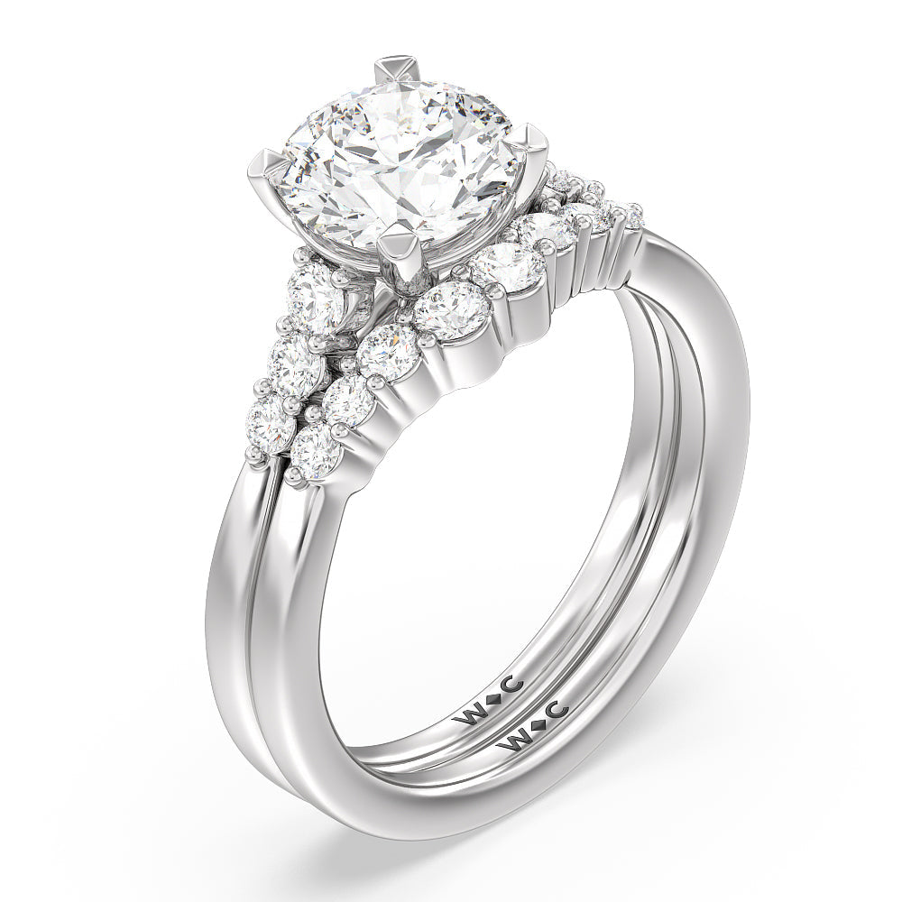 Tapered Classic Diamond Wedding Band with Platinum Cut Diamond in 14KT Platinum view 3
