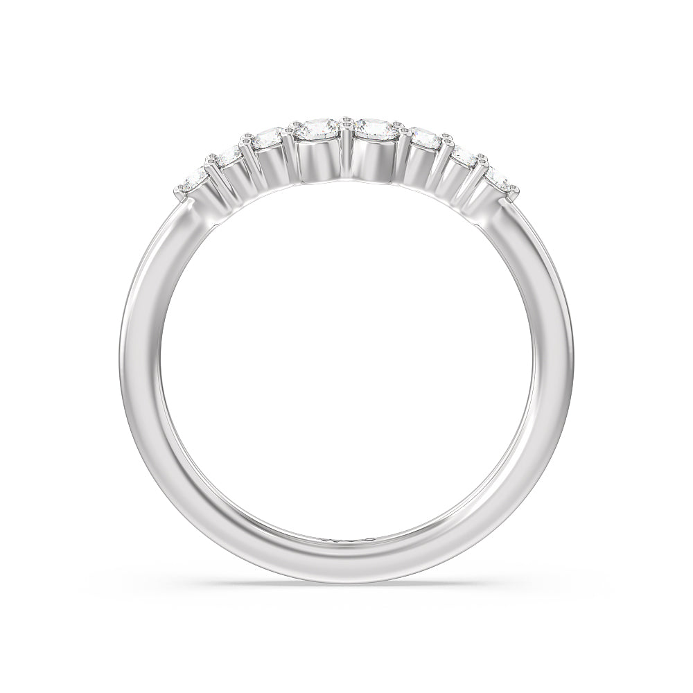 Tapered Classic Diamond Wedding Band with Platinum Cut Diamond in 14KT Platinum view 2

