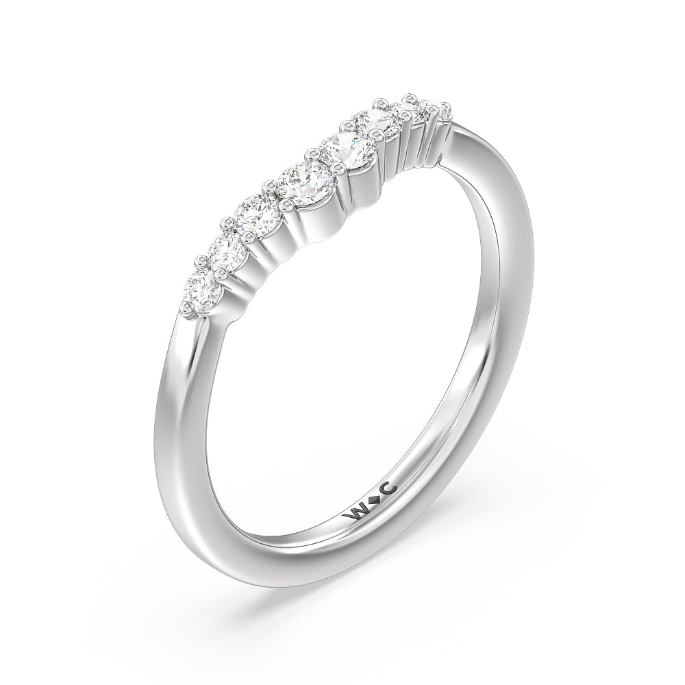Tapered Classic Diamond Wedding Band with Platinum Cut Diamond in 14KT Platinum view 4
