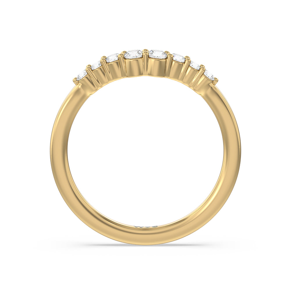 Tapered Classic Diamond Wedding Band with 18KT Yellow Gold Cut Diamond in 14KT Yellow Gold view 2
