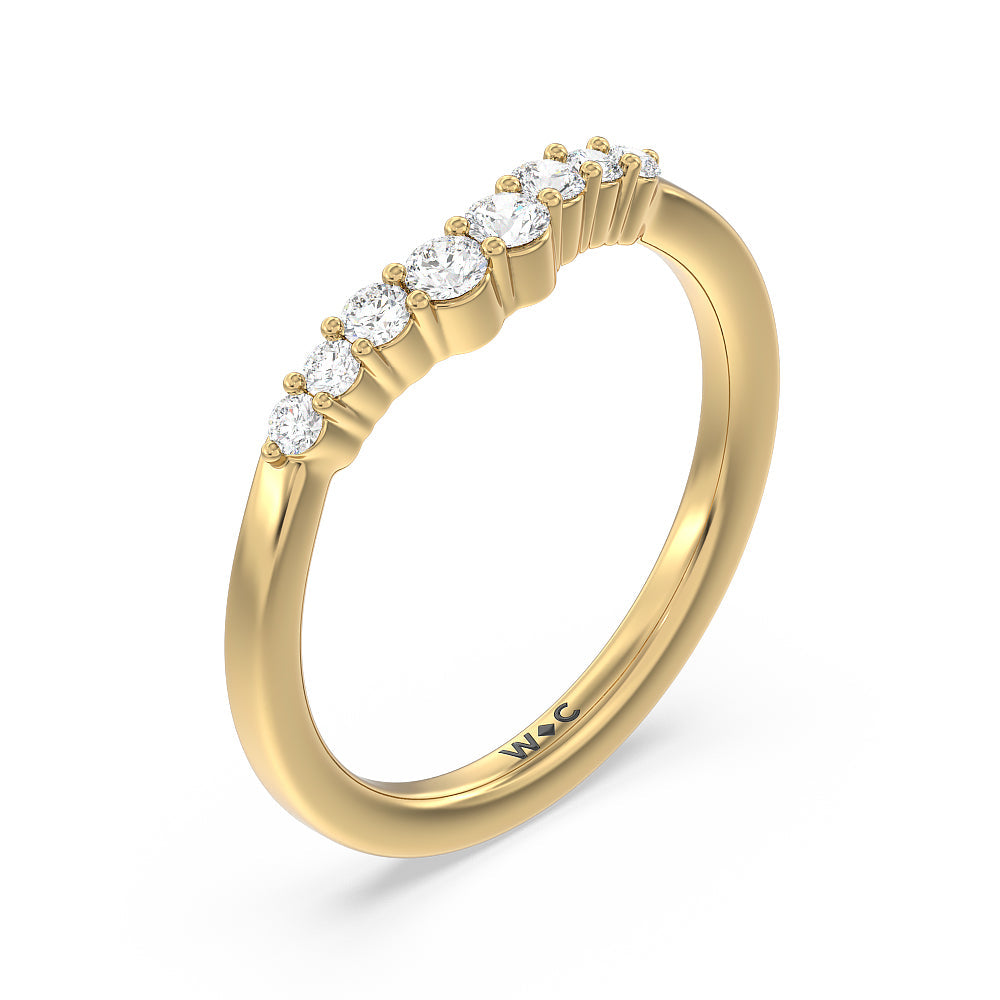 Tapered Classic Diamond Wedding Band with 18KT Yellow Gold Cut Diamond in 14KT Yellow Gold view 4
