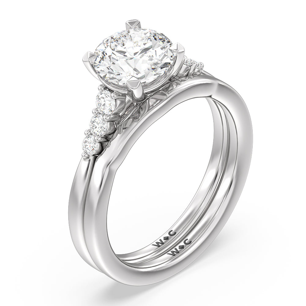 Tapered Classic Wedding Band with Platinum Cut Diamond in 14KT Platinum view 3
