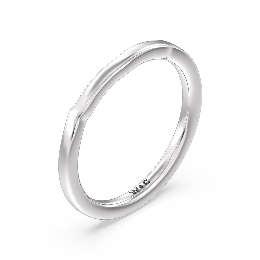 Tapered Classic Wedding Band with Platinum Cut Diamond in 14KT Platinum view 4
