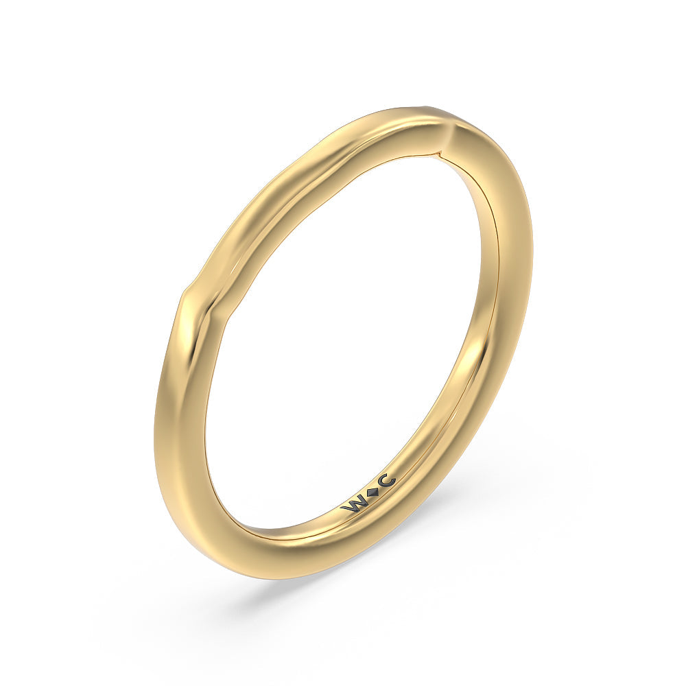 Tapered Classic Wedding Band with 18KT Yellow Gold Cut Diamond in 14KT Yellow Gold view 4
