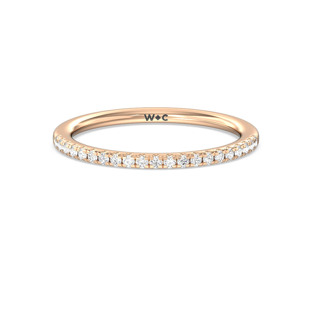 Studded Prong Hidden Halo Pave Shank Solitaire Diamond Wedding Band with 18KT Rose Gold Cut Diamond in 14KT Rose Gold view 1
