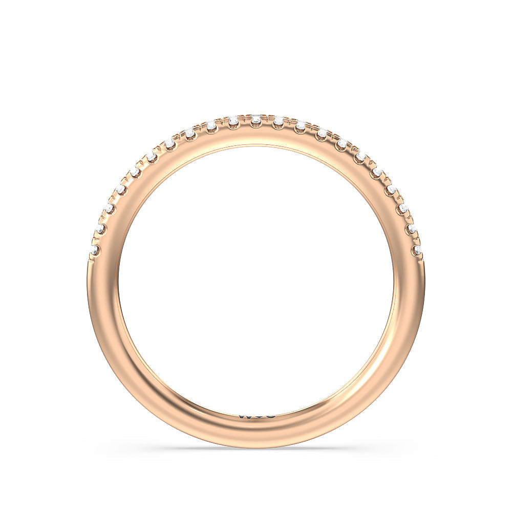 Studded Prong Hidden Halo Pave Shank Solitaire Diamond Wedding Band with 18KT Rose Gold Cut Diamond in 14KT Rose Gold view 2

