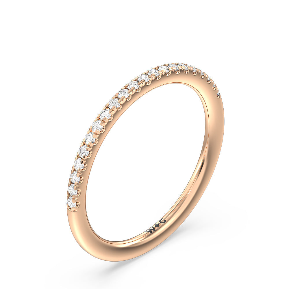 Studded Prong Hidden Halo Pave Shank Solitaire Diamond Wedding Band with 18KT Rose Gold Cut Diamond in 14KT Rose Gold view 4
