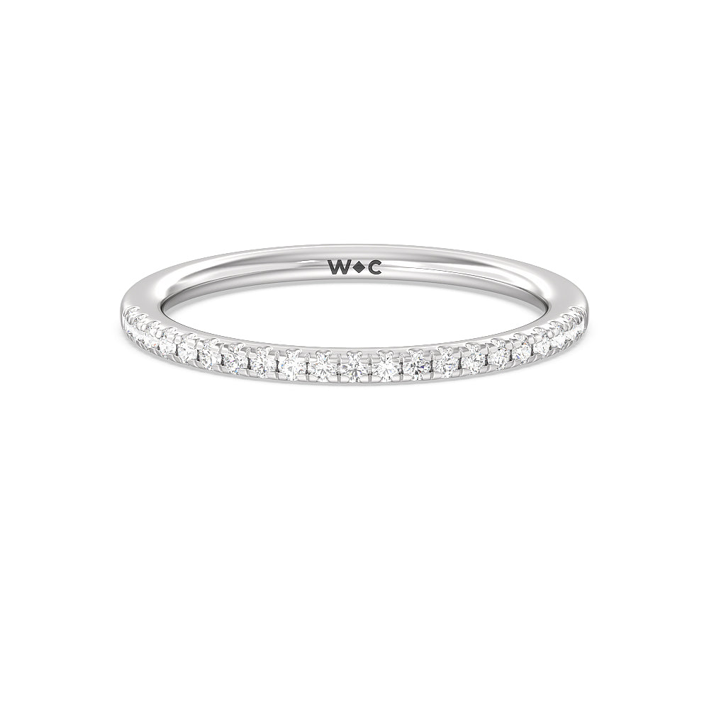 Studded Prong Hidden Halo Pave Shank Solitaire Diamond Wedding Band with Platinum Cut Diamond in 14KT Platinum view 1
