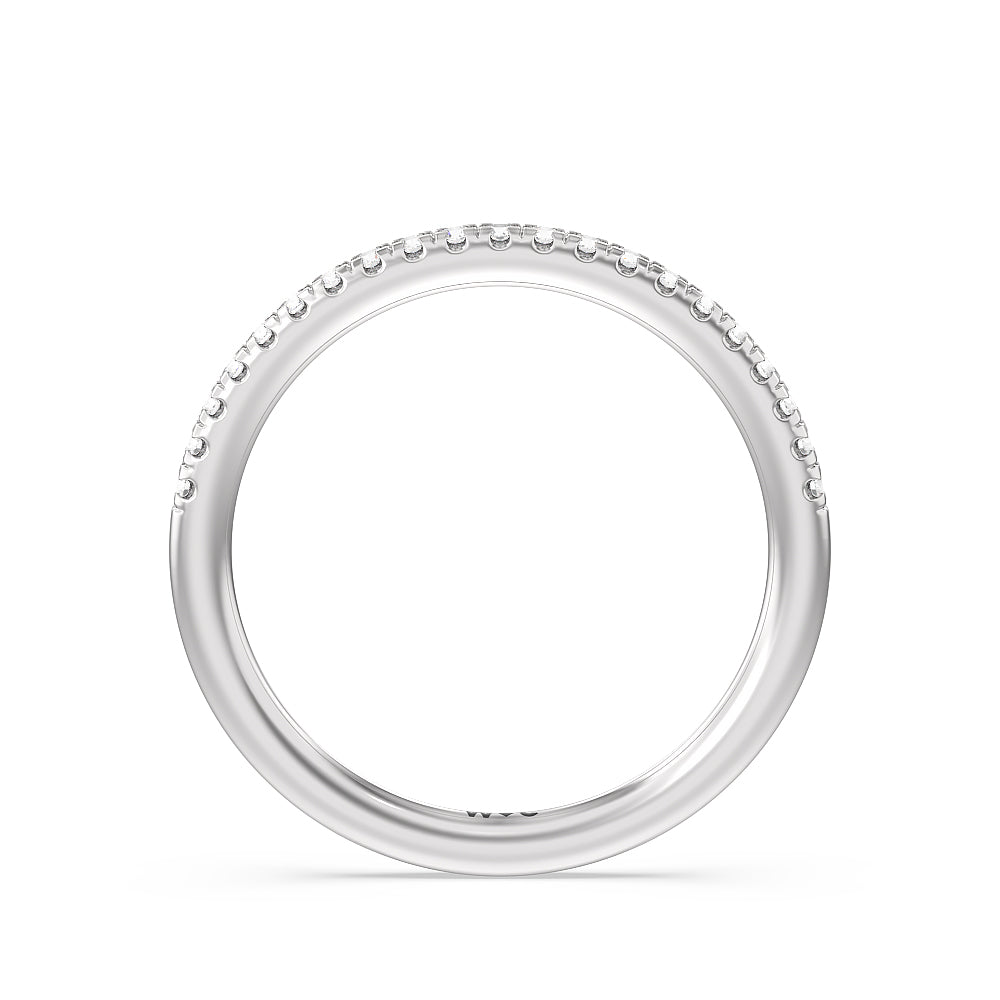 Studded Prong Hidden Halo Pave Shank Solitaire Diamond Wedding Band with Platinum Cut Diamond in 14KT Platinum view 2
