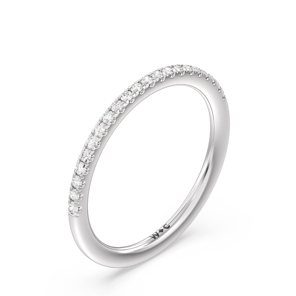 Studded Prong Hidden Halo Pave Shank Solitaire Diamond Wedding Band with Platinum Cut Diamond in 14KT Platinum view 4
