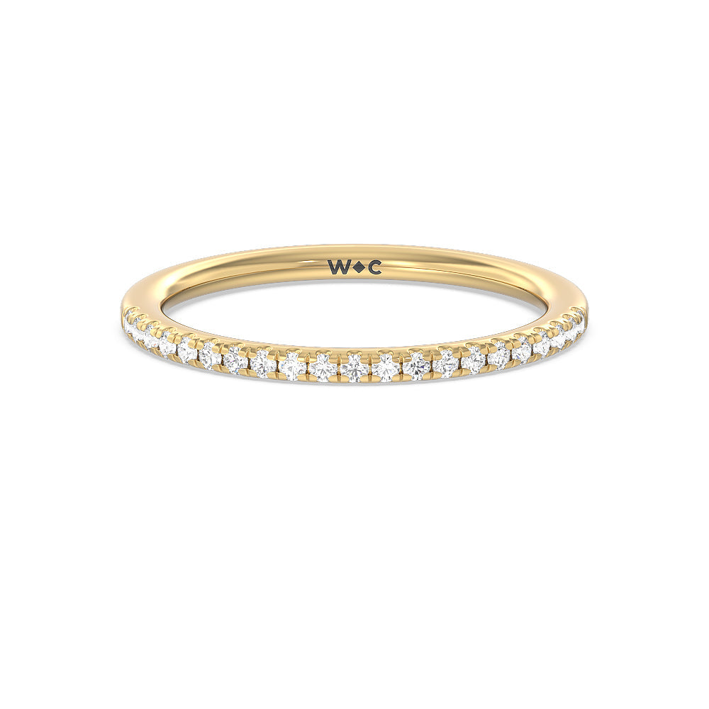 Studded Prong Hidden Halo Pave Shank Solitaire Diamond Wedding Band with 18KT Yellow Gold Cut Diamond in 14KT Yellow Gold view 1
